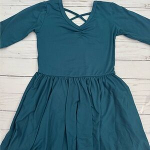 Dot Dot Smile Teal Kids Dress with Long Sleeves